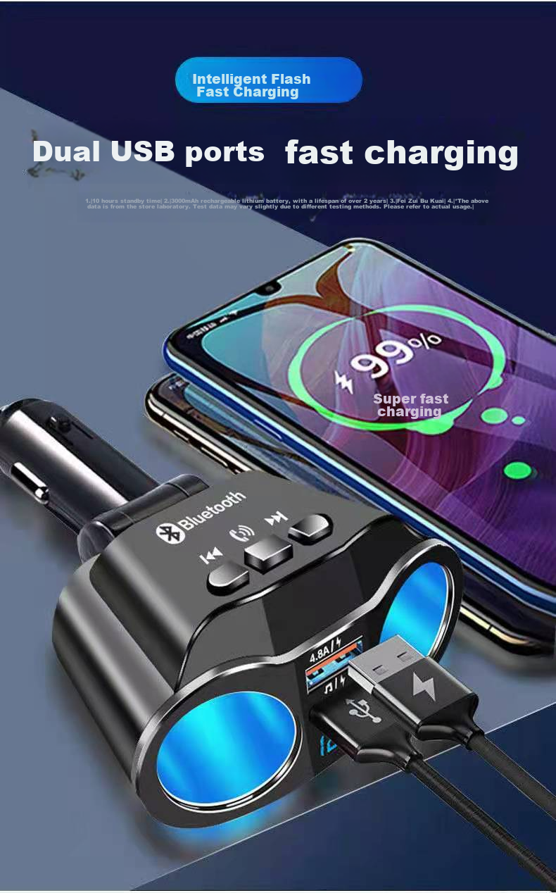 Автомобильное зарядное устройство Kylie GSF-002, MP3 Bluetooth-плеер, черный, складная модель с цифровым дисплеем, 24 Вт быстрой зарядки