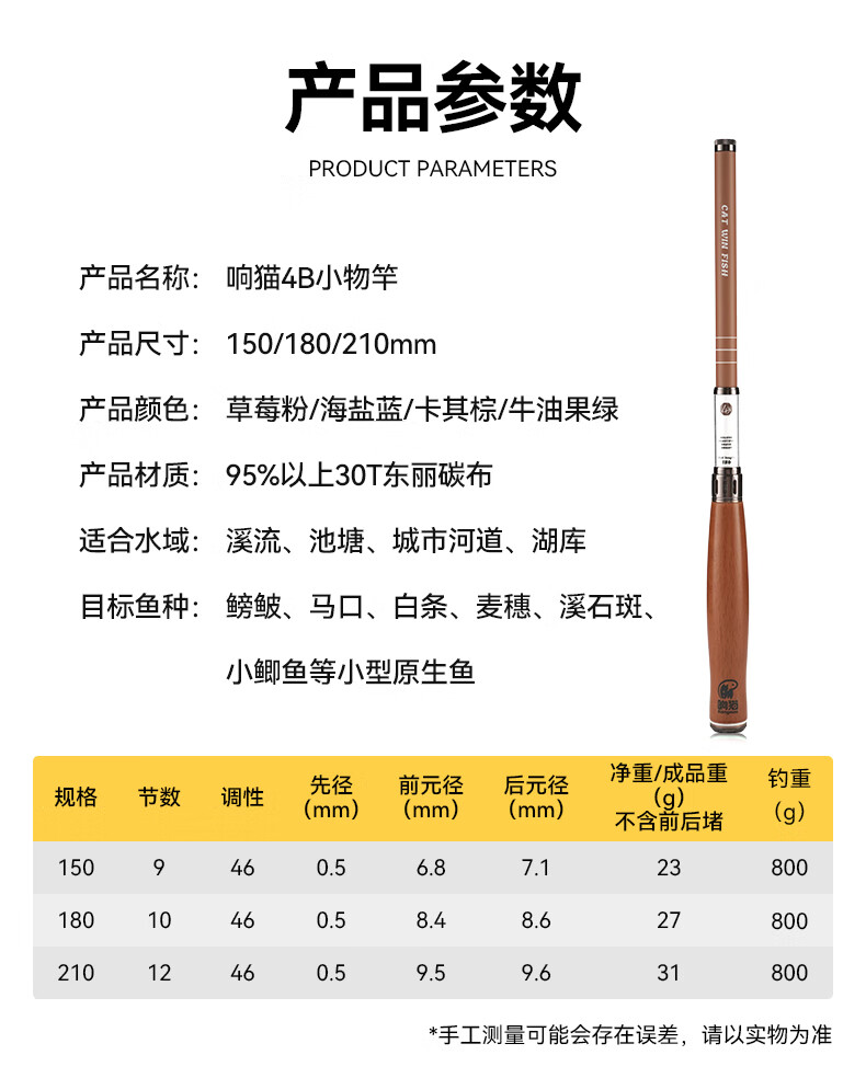 Удочка Xiangmao 4B, портативная, для детей, короткая, мини-удочка для ручьев, 1.8 м