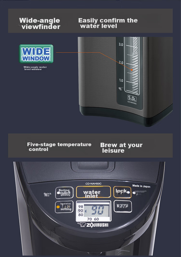 Электрический чайник ZO JIRUSHI CD-NAH50C, 5 л, микрокомпьютерное управление, 5 температурных режимов, импорт из Японии, цвет черный