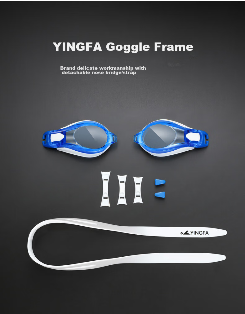 Профессиональные водонепроницаемые очки для плавания YINGFA, унисекс, с большим обзором, защита от запотевания, белые