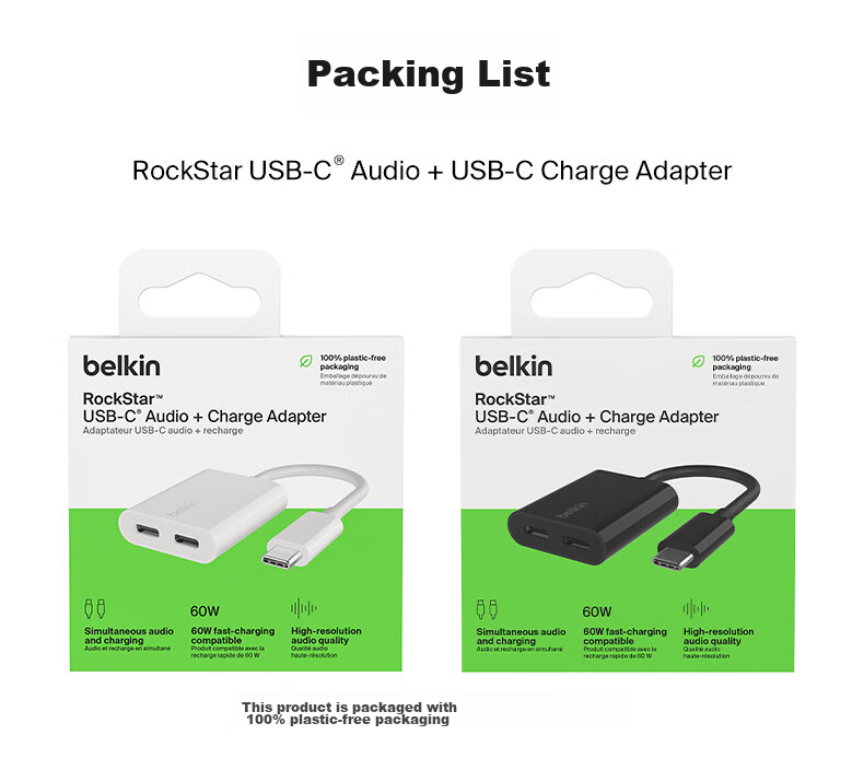 Адаптер-разветвитель Belkin Type-C, 60W, черный
