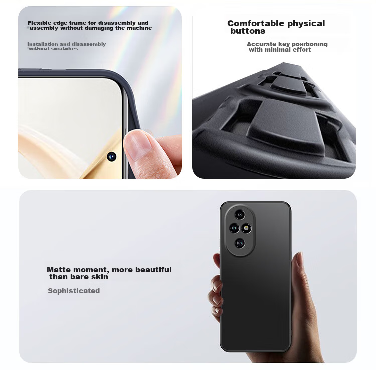 Чехол для телефона Honor 200 Pro, противоударный, матовый, защита камеры, черный