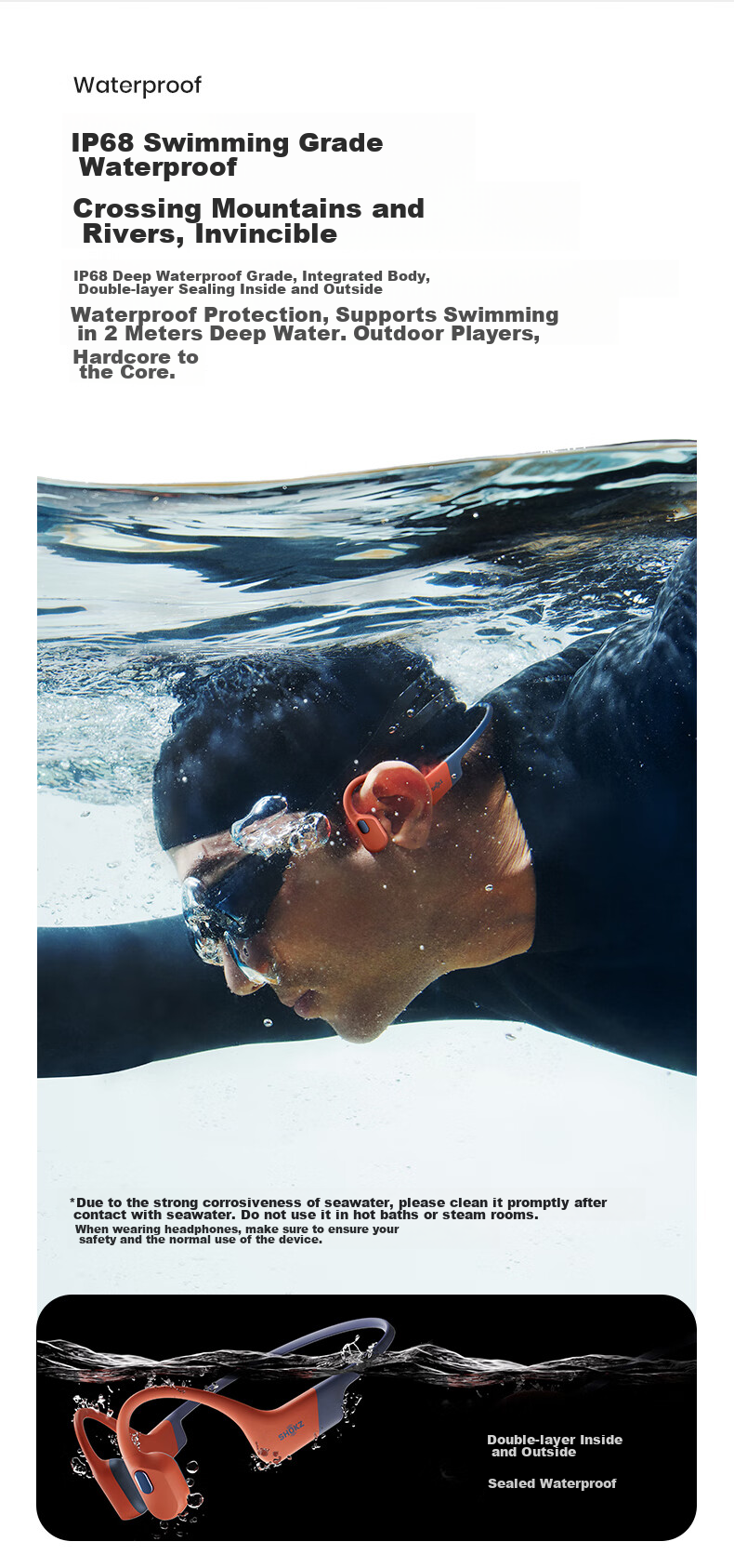 Беспроводные наушники SHOKZ OpenSwim Pro S710 с костной проводимостью, спортивные, для плавания, бега, велоспорта