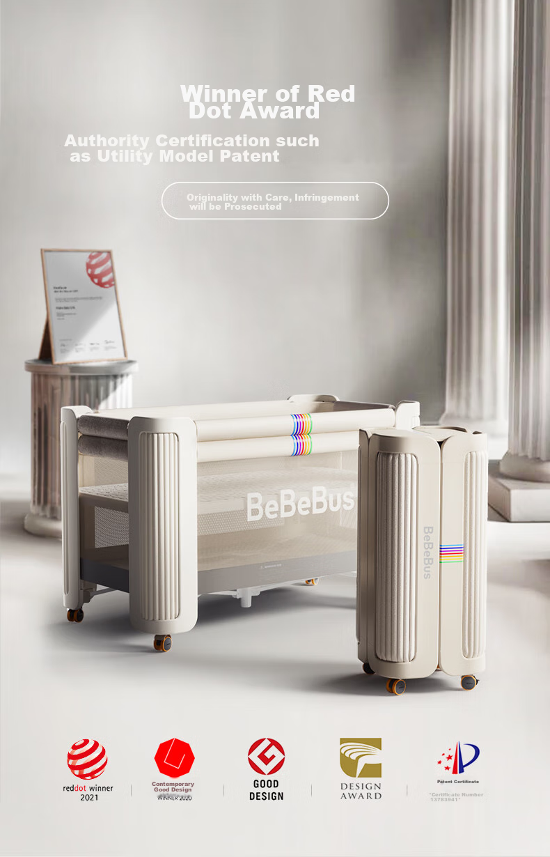 Детская кроватка-трансформер Bebebus Dream Home, складная, многофункциональная, с колесиками, цвет "Шампанское золото"