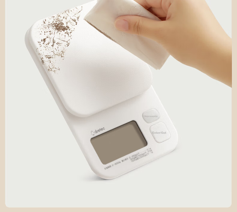 Электронные кухонные весы Dretec KS-384, 0.1г, максимальная нагрузка 3кг, с функцией тарирования, пластиковые, кремово-белые