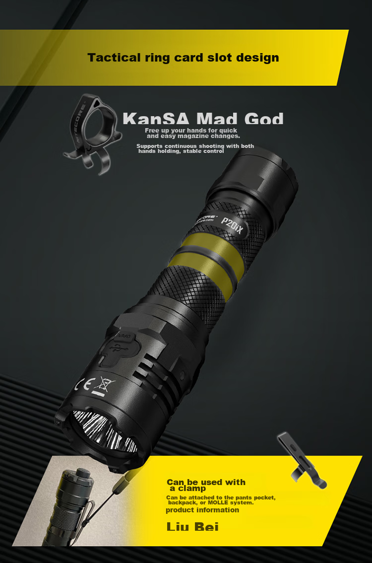 Тактический фонарь NITECORE P20iX с высокой яркостью, самооборона на открытом воздухе, стробоскоп одной кнопкой и стеклобой