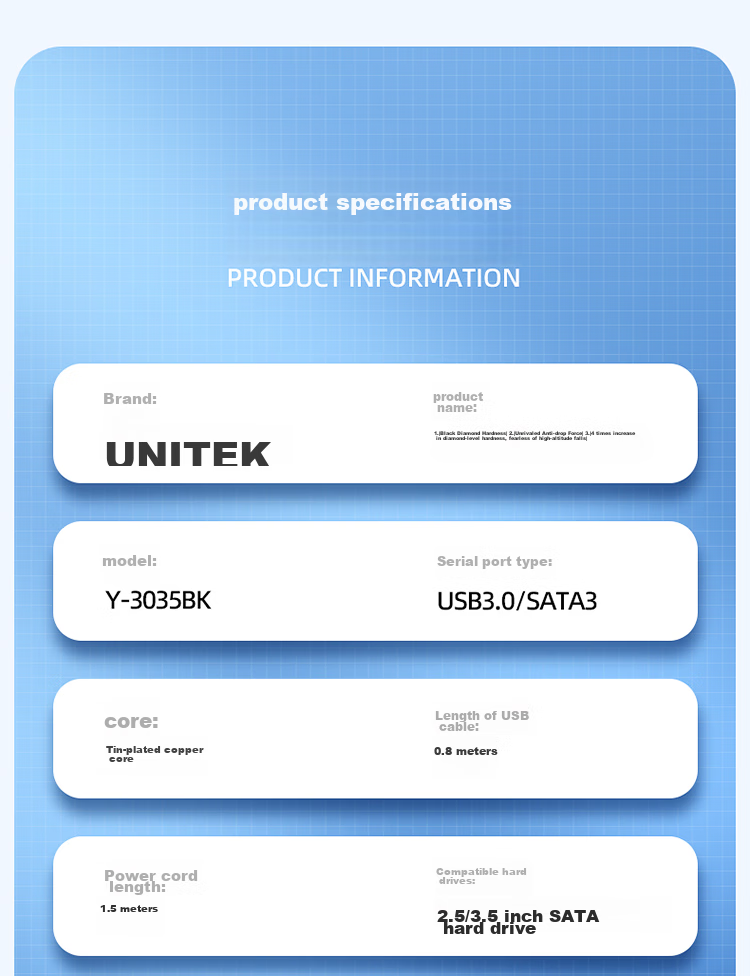 Внешний корпус для жесткого диска UNITEK Y-3035BK, 3.5/2.5 дюйма, USB 3.0, SATA