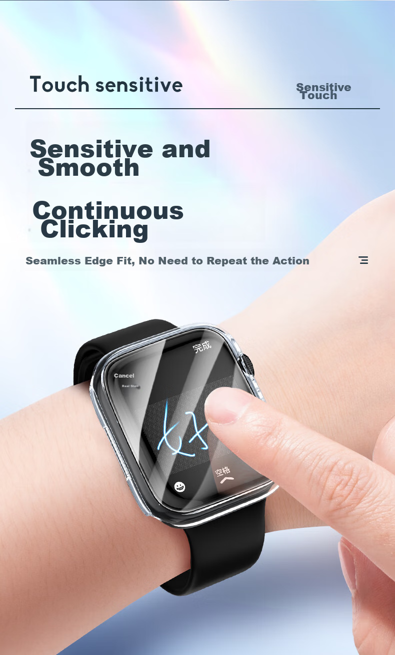 Защитный чехол BHO для Apple Watch Series 11/10, с защитным стеклом, полузакрытый, интегрированный чехол для iWatch S9/8/7/6/SE3/2, черный