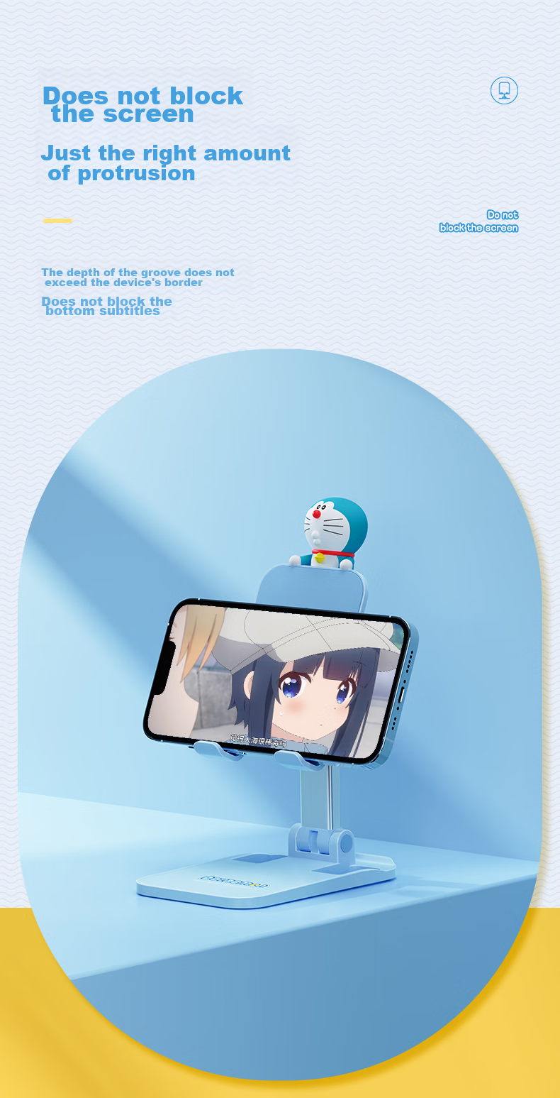 Подставка для телефона ROCK Doraemon, складная, регулируемая, настольная, портативная, телескопическая, для видеоигр, прямых трансляций, для Apple, Huawei, Xiaomi