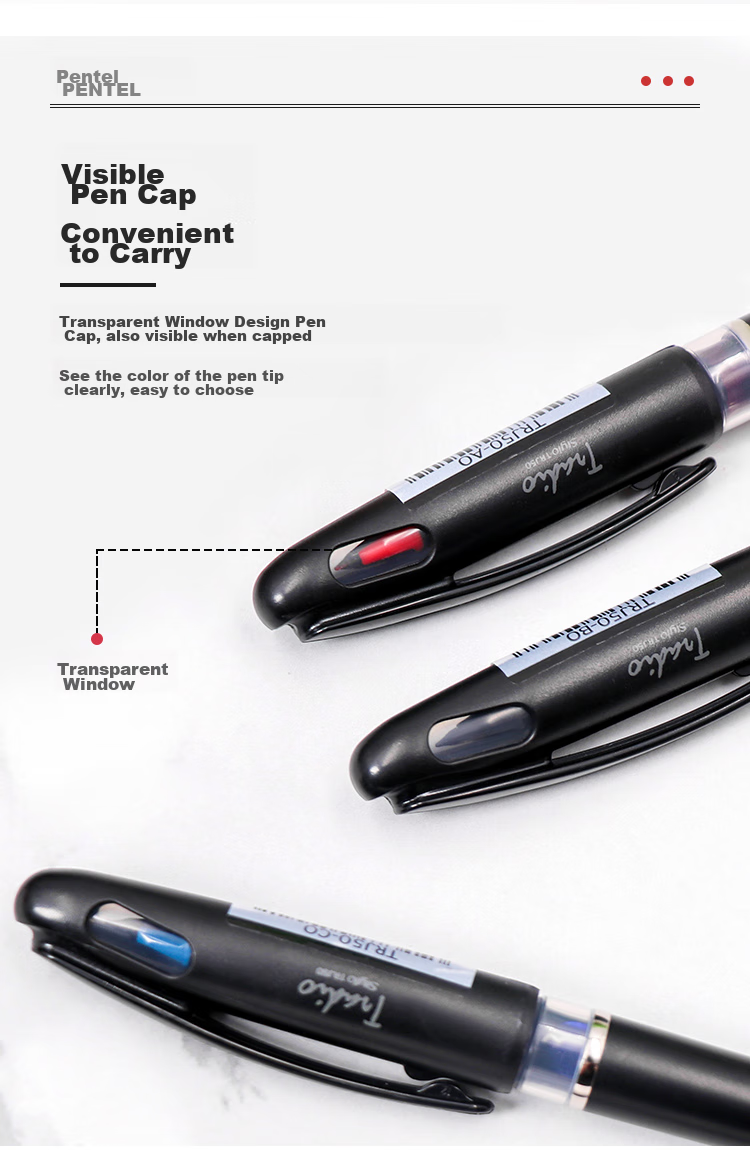 Ручка Pentel TRJ50-AO, большая, черная, 0.7-2.0 мм, для подписей, рисования, скетчинга, одноразовая упаковка