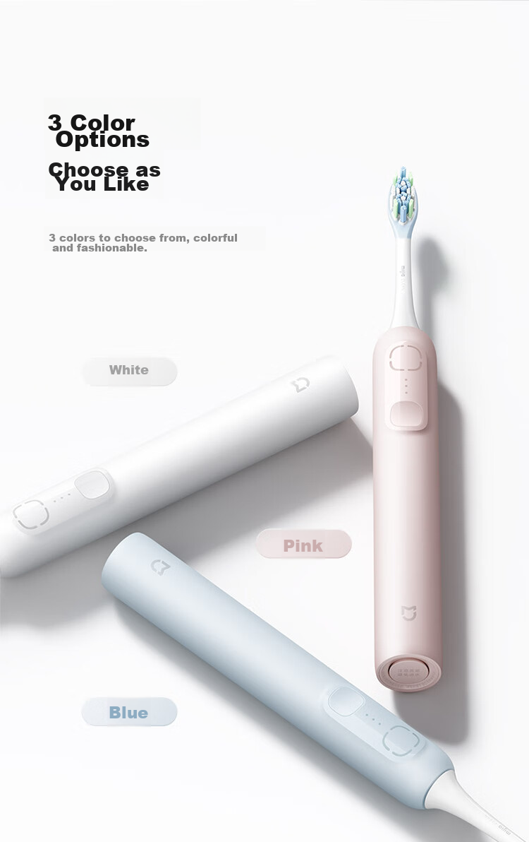 Электрическая зубная щетка Xiaomi Mijia Sonic Toothbrush T100, белая, звуковая, с 2 насадками, 3 режима чистки, водонепроницаемая IPX7, зарядка Type-C
