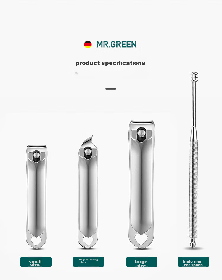 Набор для маникюра MR.GREEN, немецкий, из нержавеющей стали, 3 предмета, артикул MR-1131