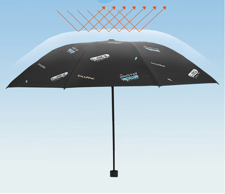 Зонт Tiantang UV Protection, складной, черный гель, защита от УФ, 57*8 ребер, динамический чистый синий