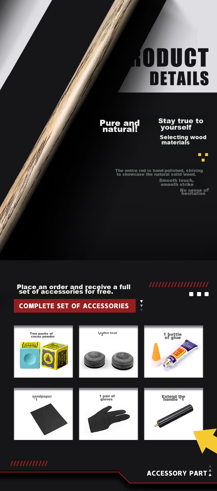 Кий для бильярда LIVEX Blue Arrow, 3/4, 145 см, 18-21 унций, с аксессуарами