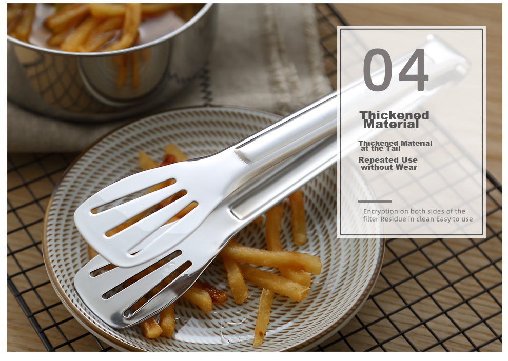 Кухонные щипцы Onlycook из нержавеющей стали 304, многофункциональные, для стейка, барбекю, хлеба, удлиненные и утолщенные, термостойкие, 28.5 см