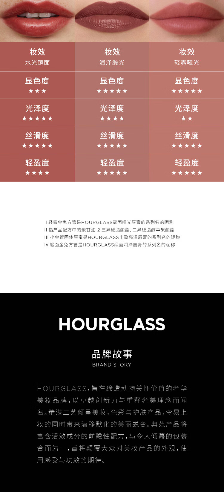 HOURGLASS钟楚曦同款轻雾金兔方管雾面哑光唇膏口红350拿铁土棕生日礼物女