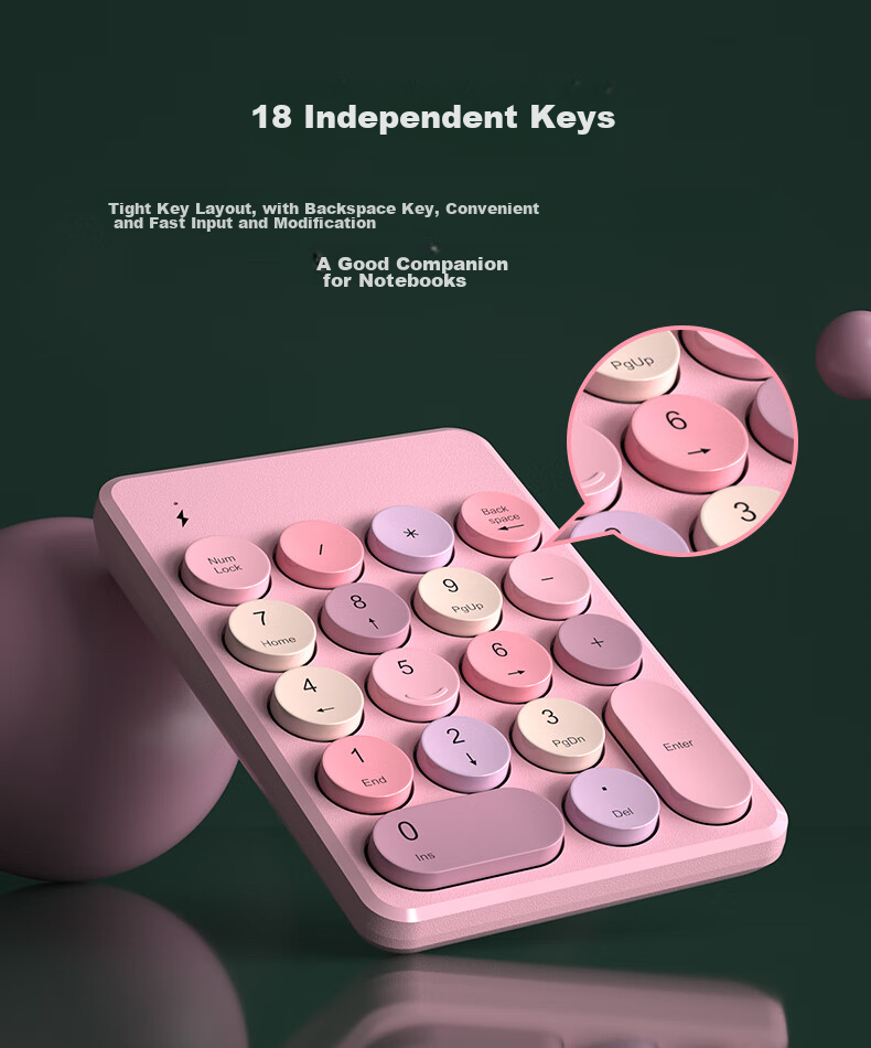 Беспроводная мини-клавиатура B.O.W K155, цвет розовый