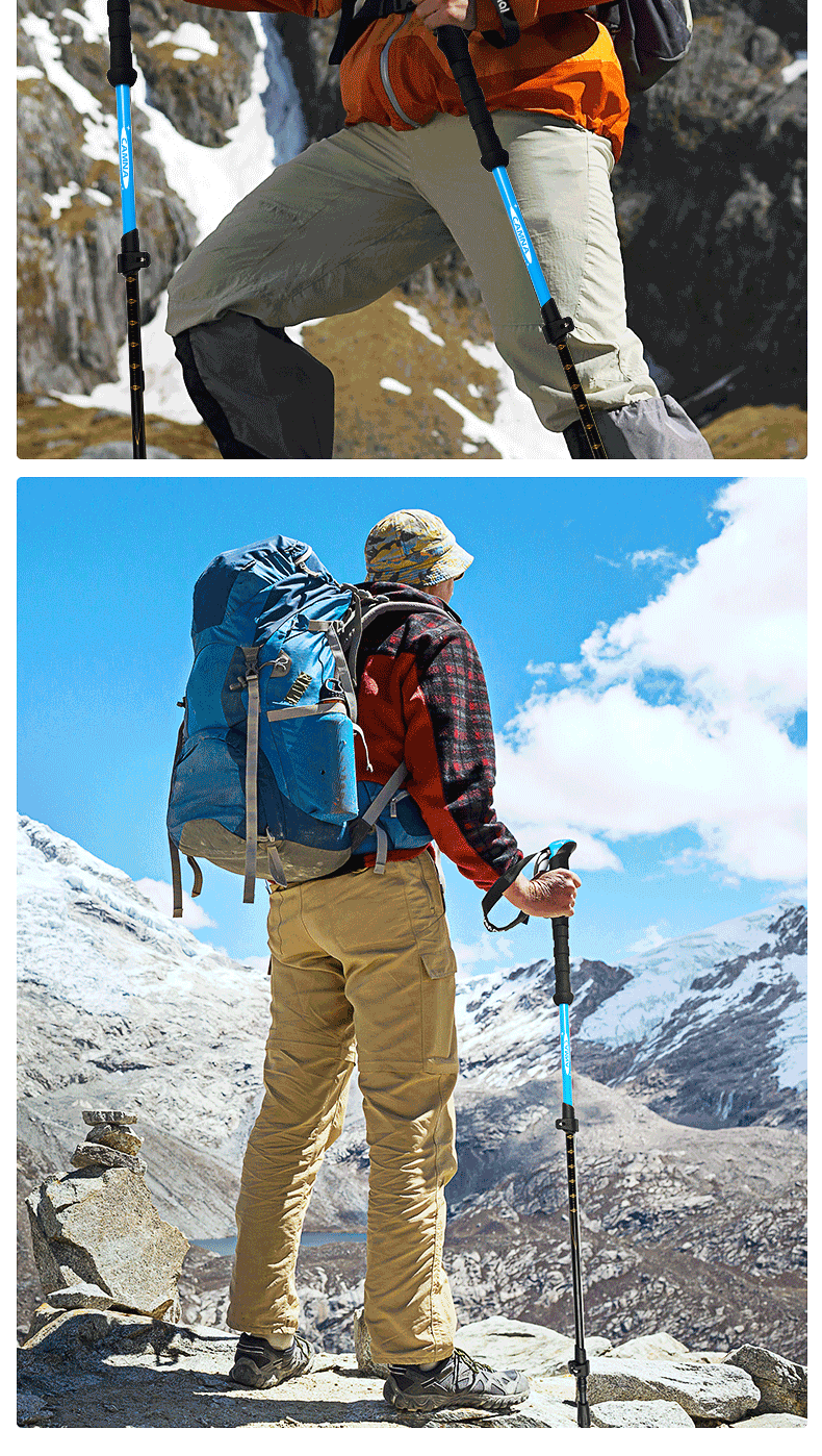 Треккинговые палки Kanle Aluminum Alloy Trekking Pole, трехсекционные телескопические, ультралегкие, портативные, с нескользящей ручкой, для кемпинга, пеших походов и альпинизма
