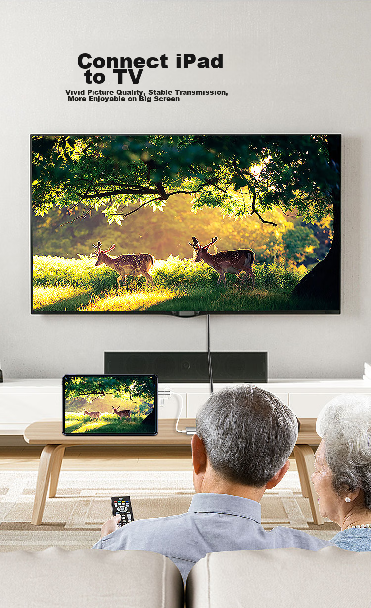 Адаптер LinkStone для зеркалирования экрана, конвертер Lightning на Type-C, док-станция HDMI/VGA, кабель для зеркалирования экрана 3-в-1, трехъядерный адаптер для телефона на ТВ