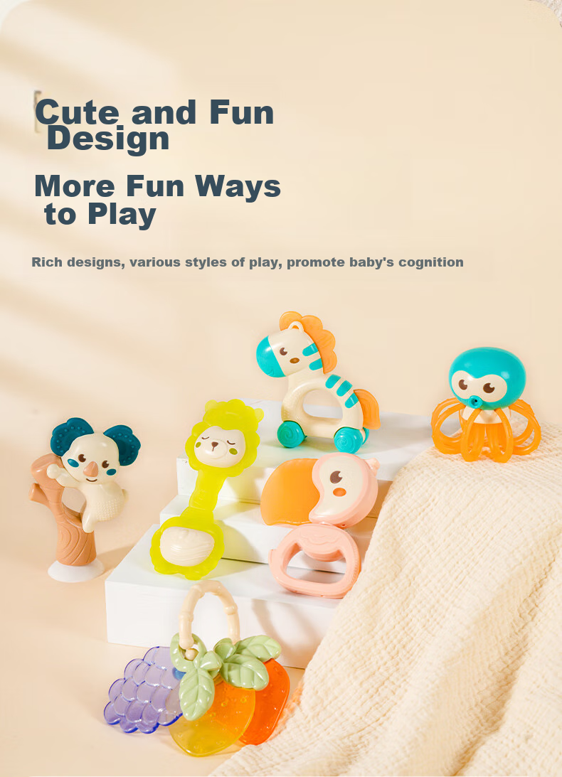 Подарочный набор Jollybaby для новорожденных: погремушка, прорезыватель, развивающая игрушка для захвата, 0-6 месяцев