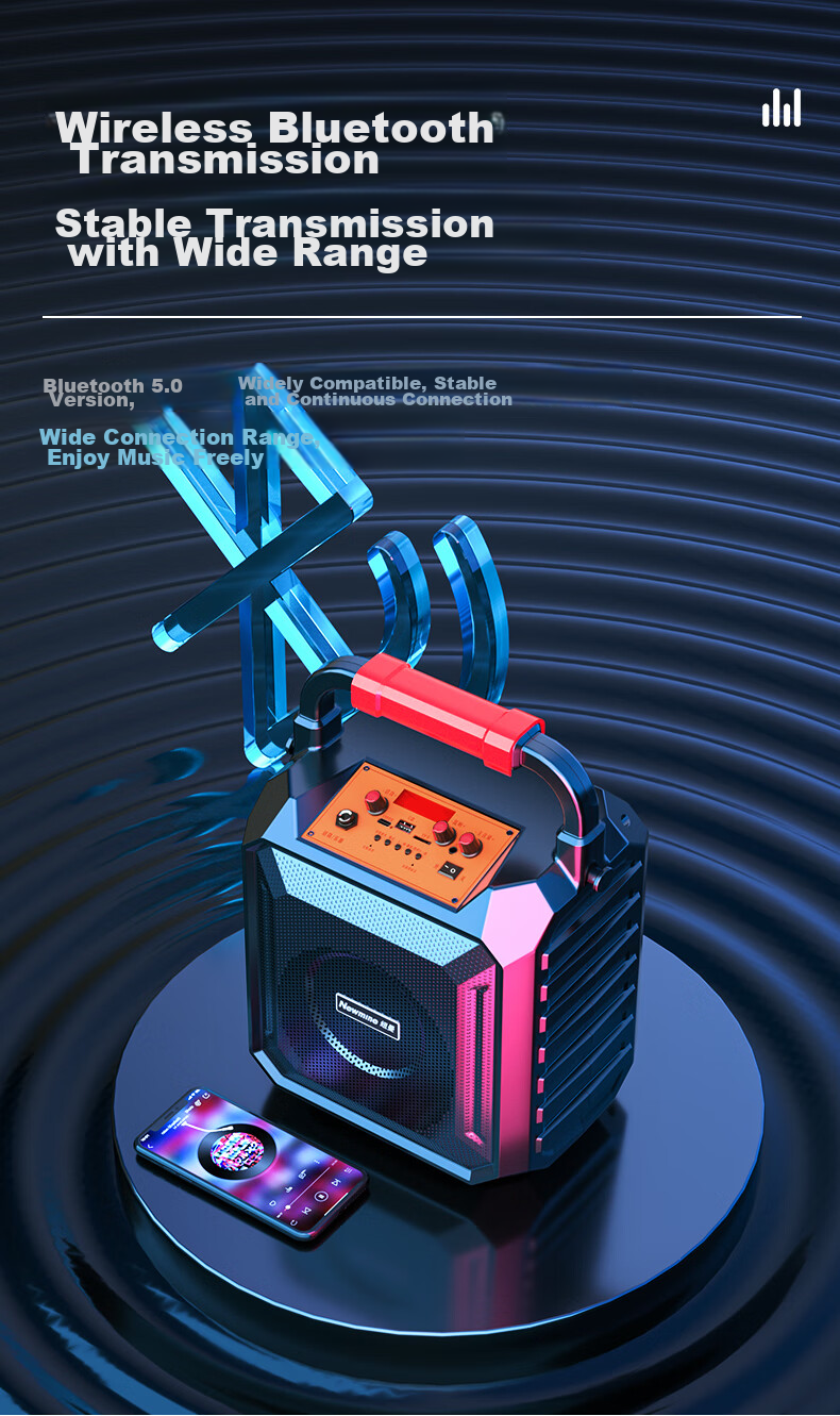 Портативная Bluetooth-колонка Newmine K220, 6.5 дюймов, 120 Вт, караоке, уличная, с микрофоном, Черный