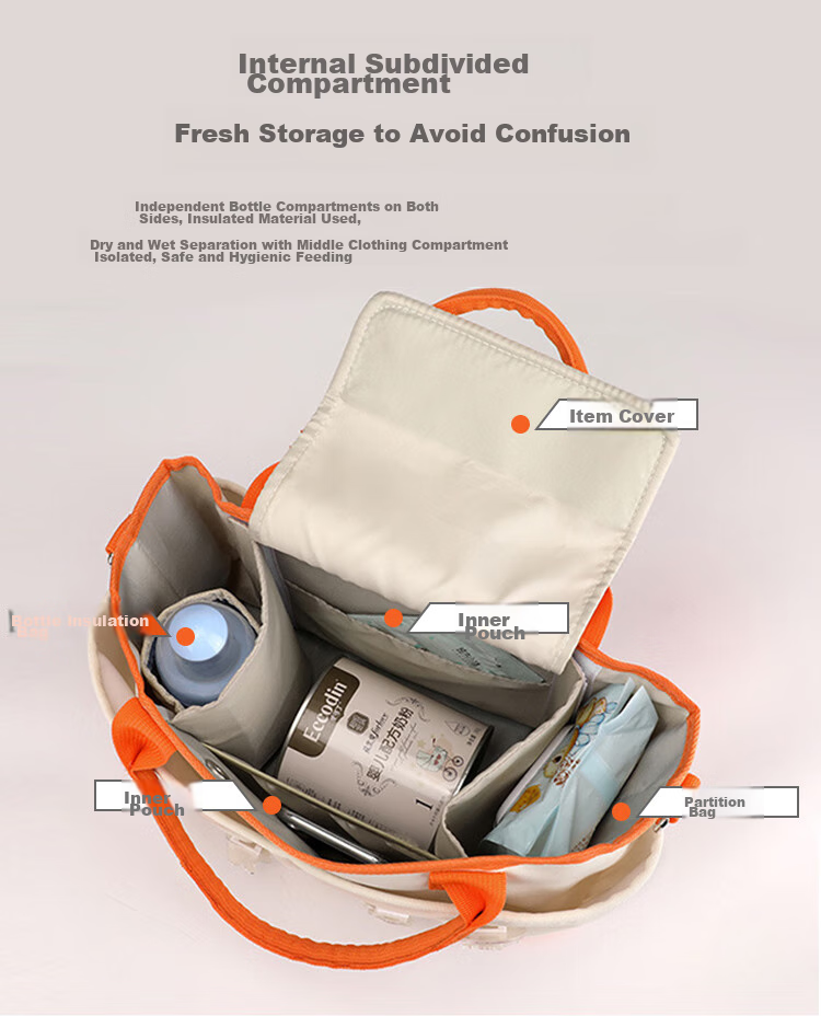 Сумка для мамы 9i9 Mami Bag, вместительная, для малыша, на плечо или в руку, цвет "Юаньци оранж"