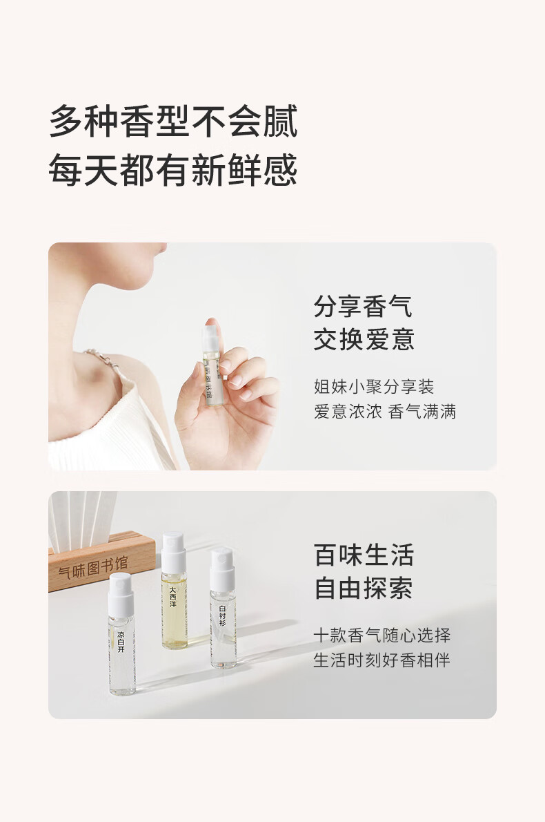 氣味圖書館（SCENT LIBRARY）Q版试香小样淡香水1.8ml套装体验装女士香氛节日生日礼物送女友	