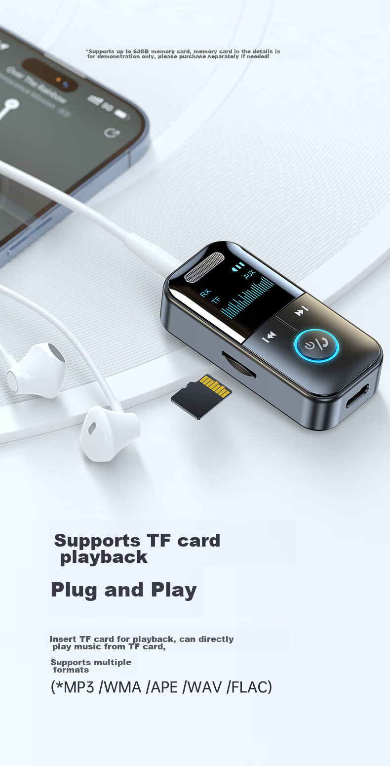 BIAZE Bluetooth 5.4 Аудио Приемник-передатчик, Адаптер для Автомобильных Наушников, Динамиков, Усилителей, Компьютеров, Телевизоров, Беспроводное Преобразование AUX с Hands-Free