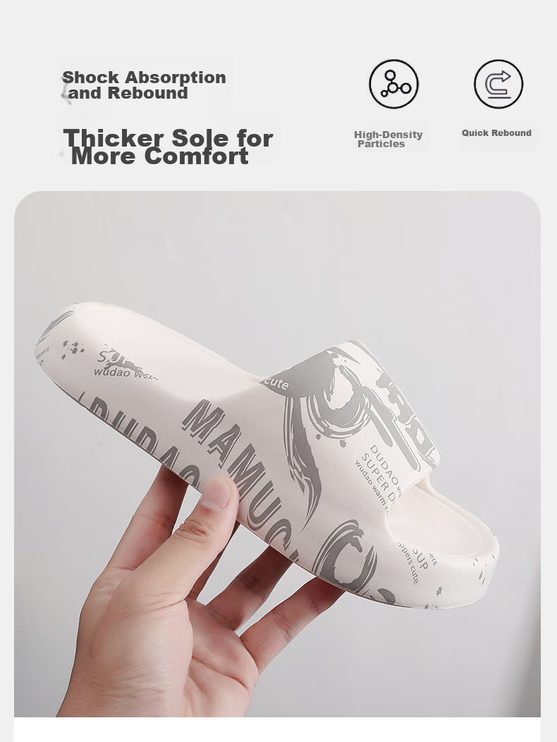 GUOLUOFEI Мужские тапочки из ЭВА, летние шлепанцы для душа, утолщенные, женские, белые с синим, размер 42-43