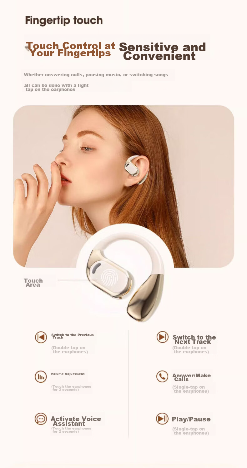 Беспроводные наушники Latuo, совместимые с Apple Bluetooth, модель 2026, спортивные, для бега, с шумоподавлением, оголовье, долговечная батарея, не вкладыши