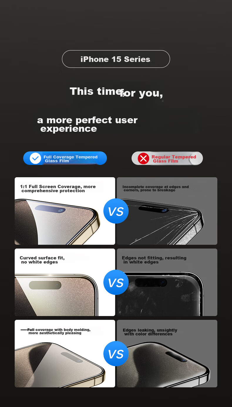 Защитное стекло ESR для iPhone 15 Pro Max, полное покрытие, антиотпечатки, HD, 2 шт.