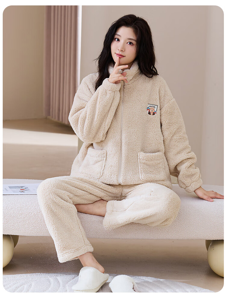 Домашний костюм Urban Beauty женский, фланелевый кардиган, утепленный коралловый флис, теплый комплект из двух предметов, осень-зима