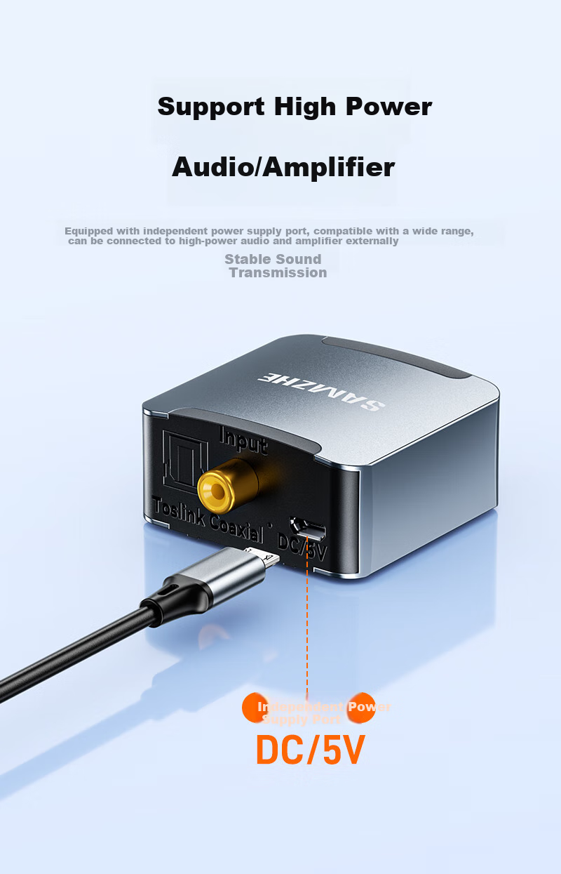 Цифровой оптический аудиоконвертер SAMZHE ZBK-03, для подключения PS4 к RCA, SPDIF в Аналог 3.5 мм