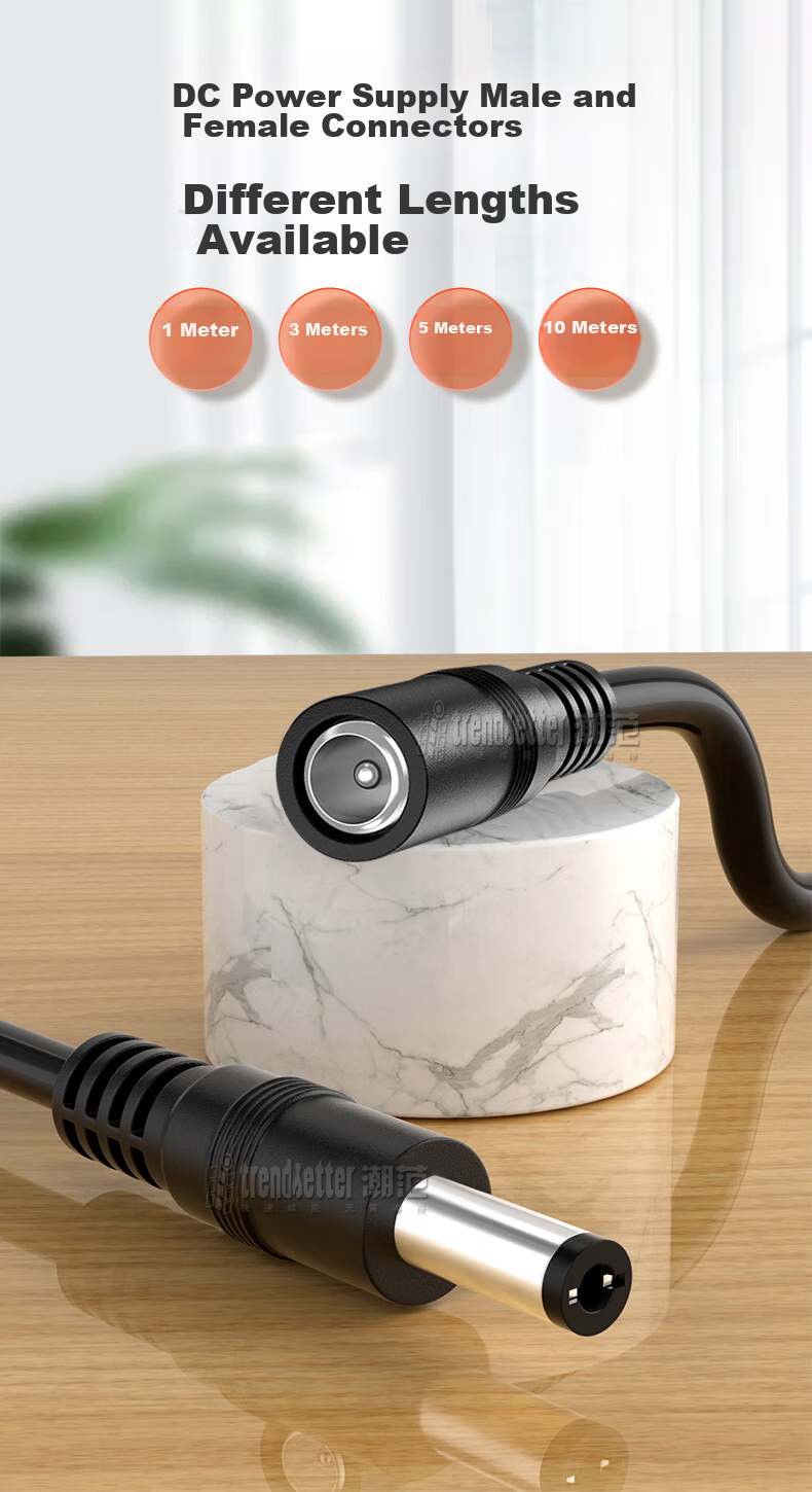 Кабель питания Yingqian для камер Dahua, Hikvision, Yingshi, Pulin 360, Qioan, 3 метра, DC12V, черный