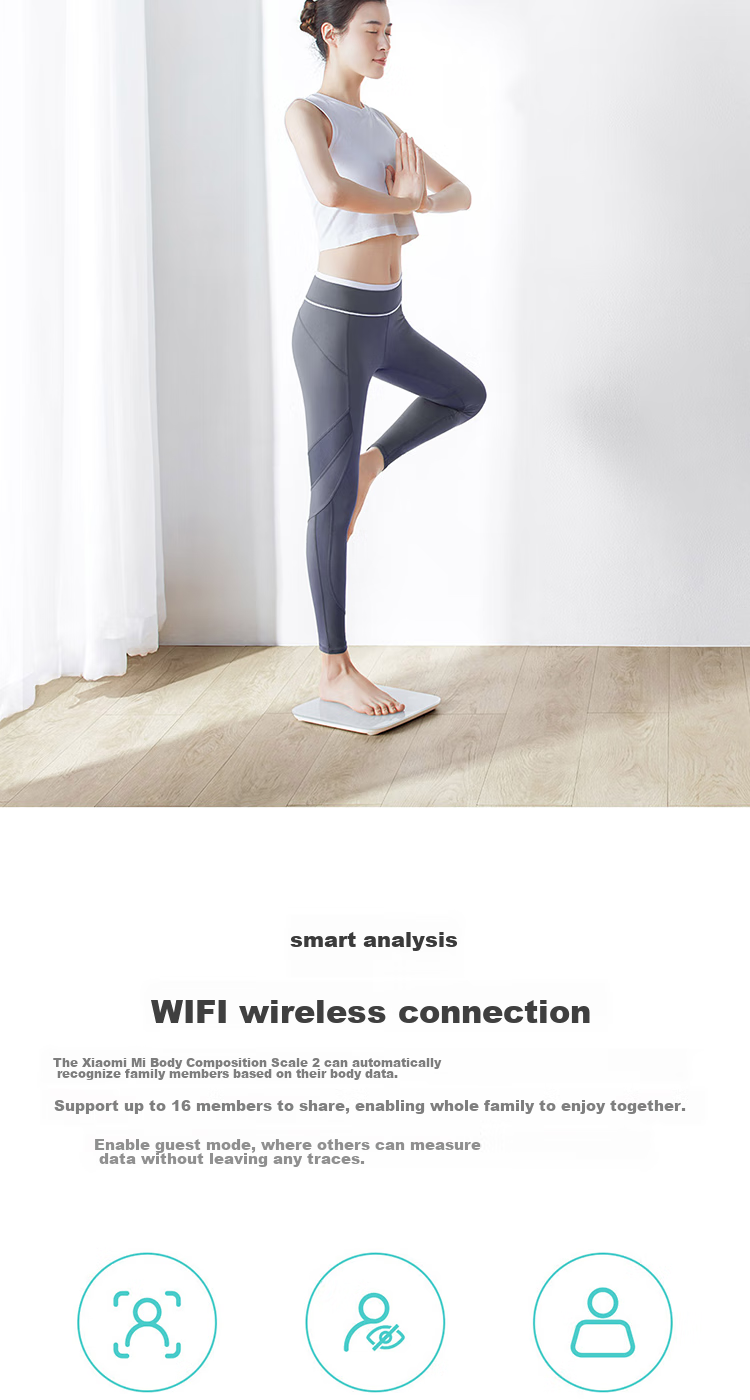 Умные весы Xiaomi Mijia Body Scale S200, белые, для дома, с высокоточным измерением данных через приложение