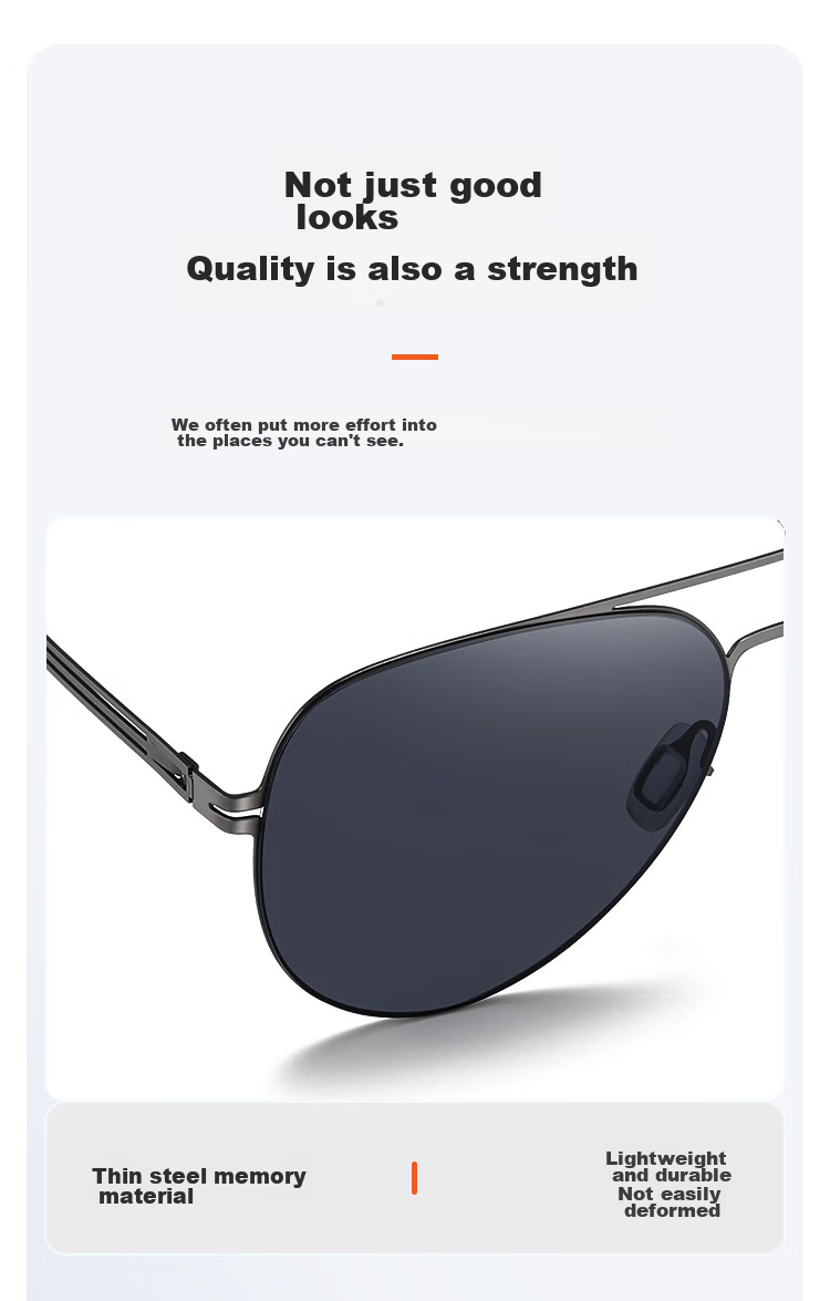 Polarized Aviator Sunglasses HLA for Men, Classic Vintage Style, Gunmetal Frame, Black and Gray Lenses, UV Protection