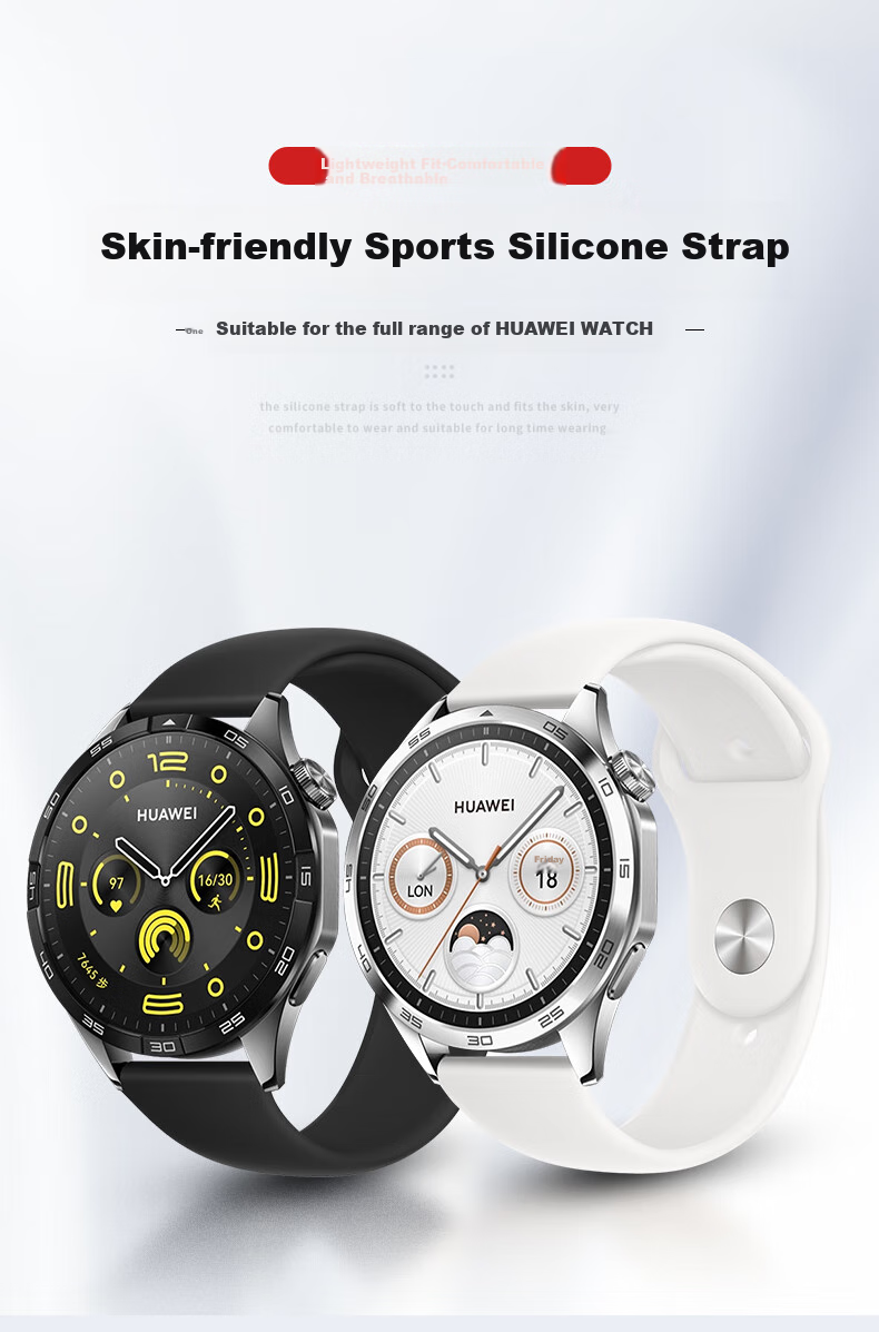 Спортивный силиконовый ремешок Xiaopijiang для Huawei Watch GT6/GT5Pro/GT4/GT3Pro, силиконовый ремешок для Huawei Watch5/Watch4Pro/3/Honor GS3, серый, 20 мм