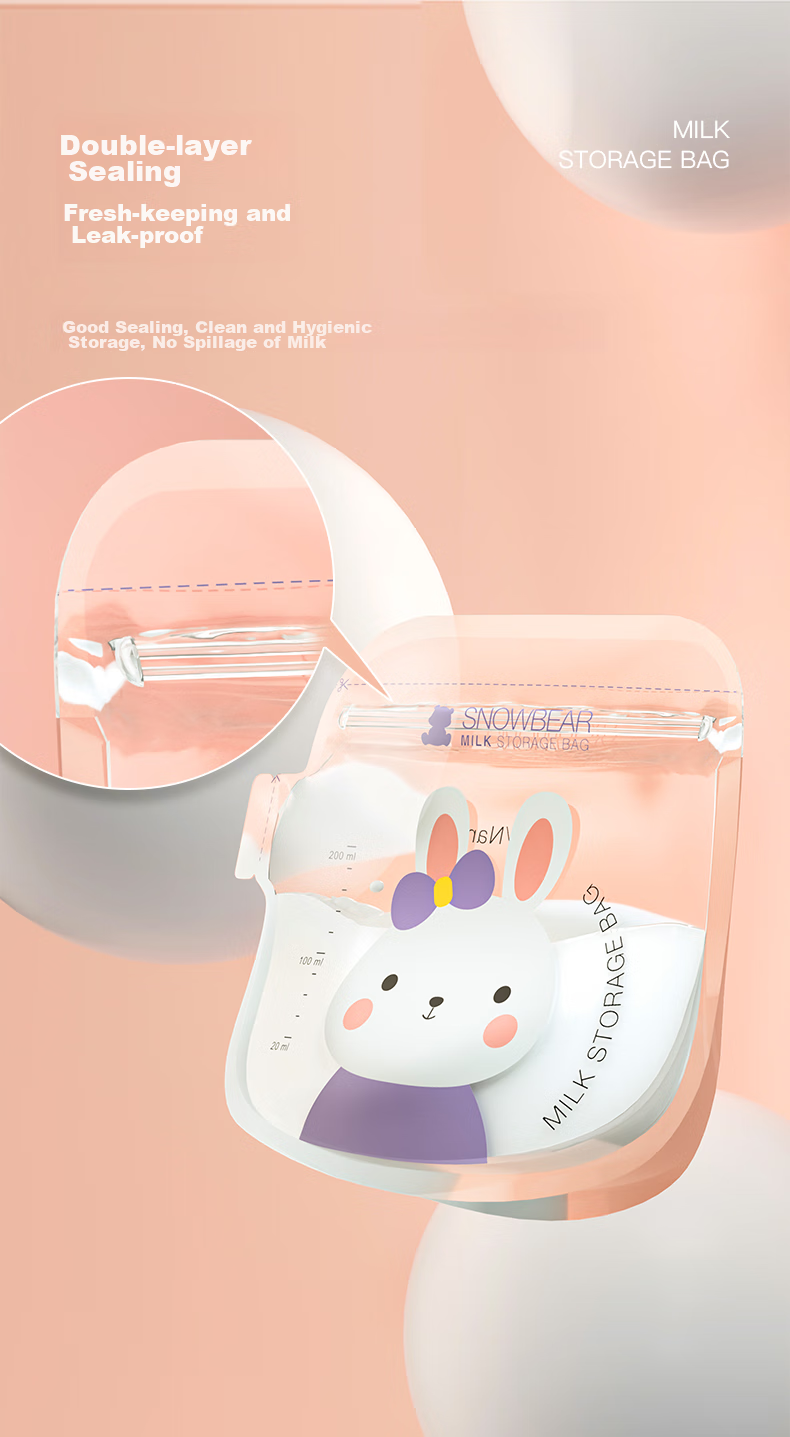 Пакеты для хранения грудного молока SnowBear, 200 мл, 30 шт., с милым дизайном
