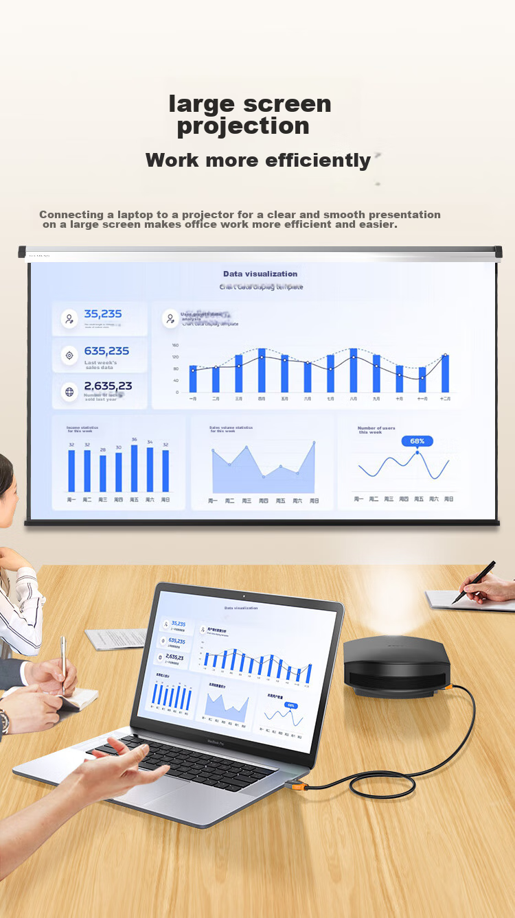 Кабель CHOSEAL HDMI версии 2.0, 4K/60Hz HD, с графеновым экранированием, для подключения ноутбука, ТВ-приставки к телевизору/проектору, 1 метр, QS8110AT1
