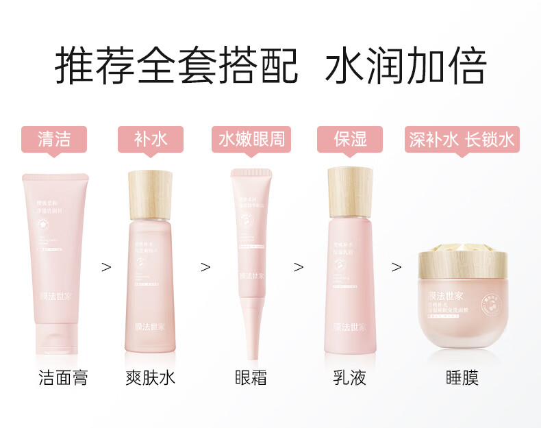 膜法世家樱桃补水保湿睡眠免洗面膜110g 长效保湿锁水提亮肤色涂抹面膜
