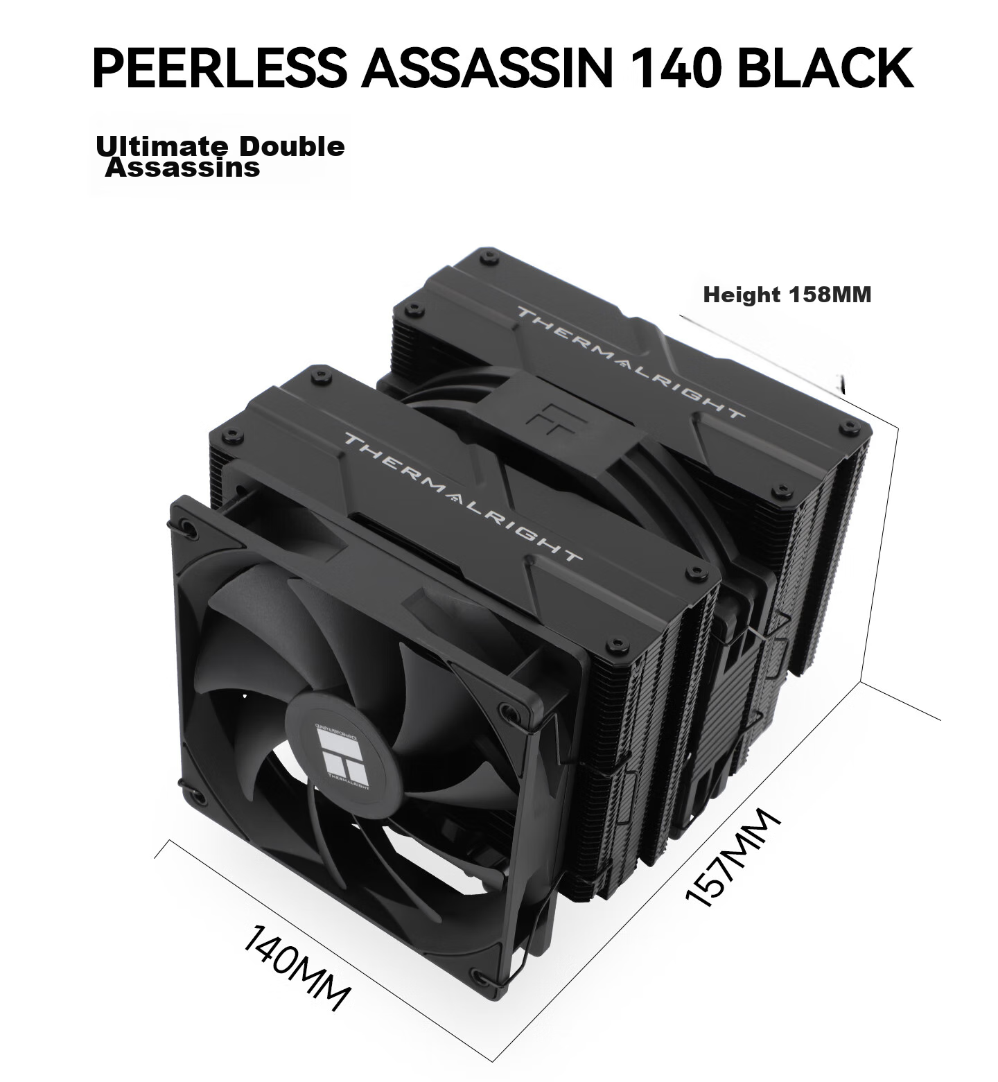 Воздушный кулер Thermalright Peerless Assassin 140 BLACK, AGHP GEN4.0, двухбашенный, черное покрытие, PA140 BLACK