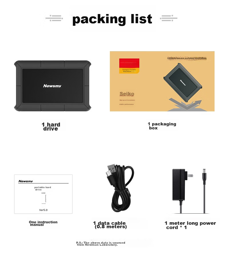 Портативный жесткий диск Newsmy Xingji Series, 3.5 дюйма, настольное хранилище, Type-C USB 3.1, 4 ТБ, черный