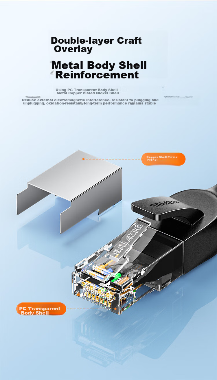 Сетевой кабель SAMZHE Cat6A 10G, 1.5 м, чистая медь, для домашней сети, гигабитный, 2.5G