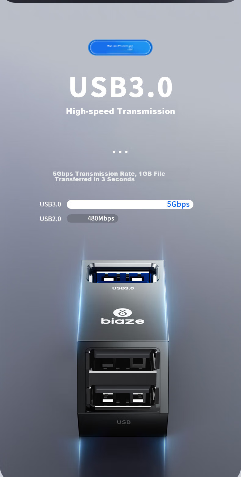 BIAZE USB 3.0 концентратор, многопортовый концентратор, кабель-удлинитель данных USB три в одном для ноутбука, адаптер расширения, расширитель внешнего диска
