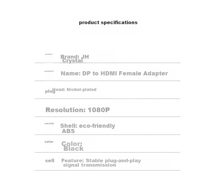Переходник Jinghua DP to HDMI, черный, 1080P, для подключения ноутбука к монитору/телевизору