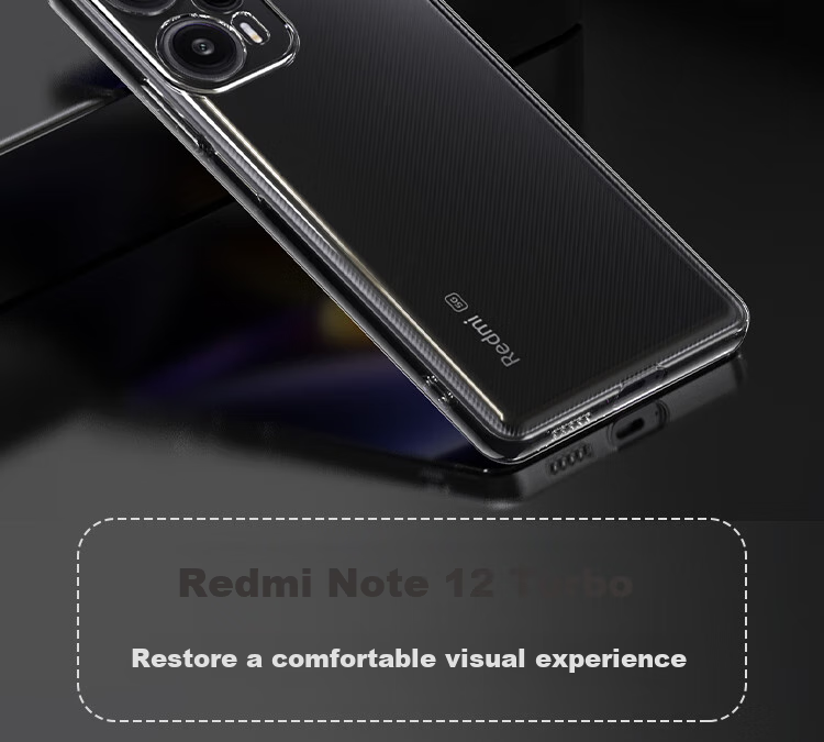 ESCASE Чехол для Xiaomi Redmi Note 12 Turbo, прозрачный, ультратонкий, противоударный, TPU, с отверстием для шнурка