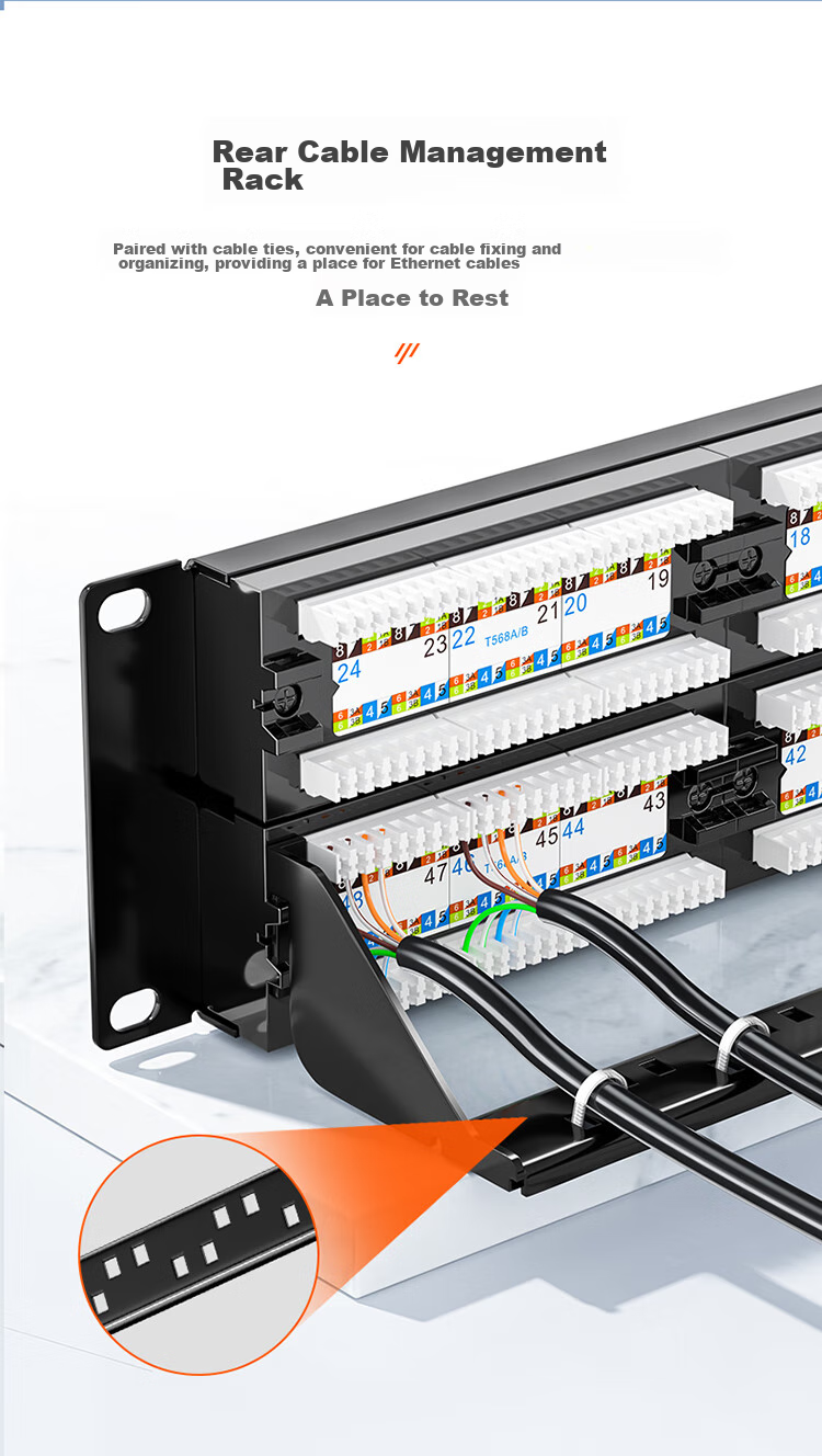 Сетевая панель SAMZHE WAN-26, 48 портов, Gigabit Ethernet, золотое покрытие, 2U, монтируемая в стойку