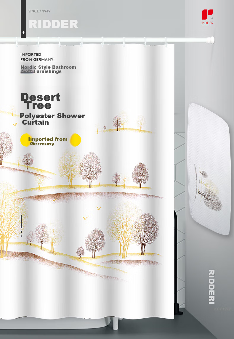 Шторка для душа RIDDER "Desert Tree", 180x200 см, водонепроницаемая, противогрибковая, полиэстер