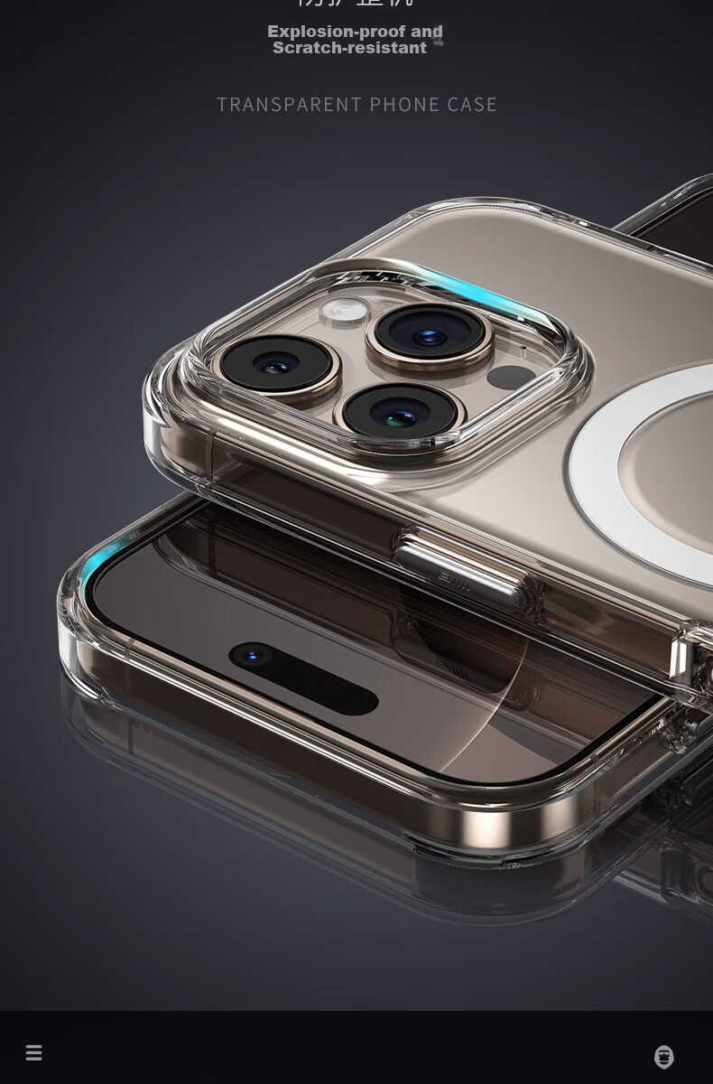 Защитный чехол Lanxingxiansheng для iPhone 16 Pro Max, совместимый с MagSafe, ультратонкий противоударный чехол с AI-кнопкой, прозрачный