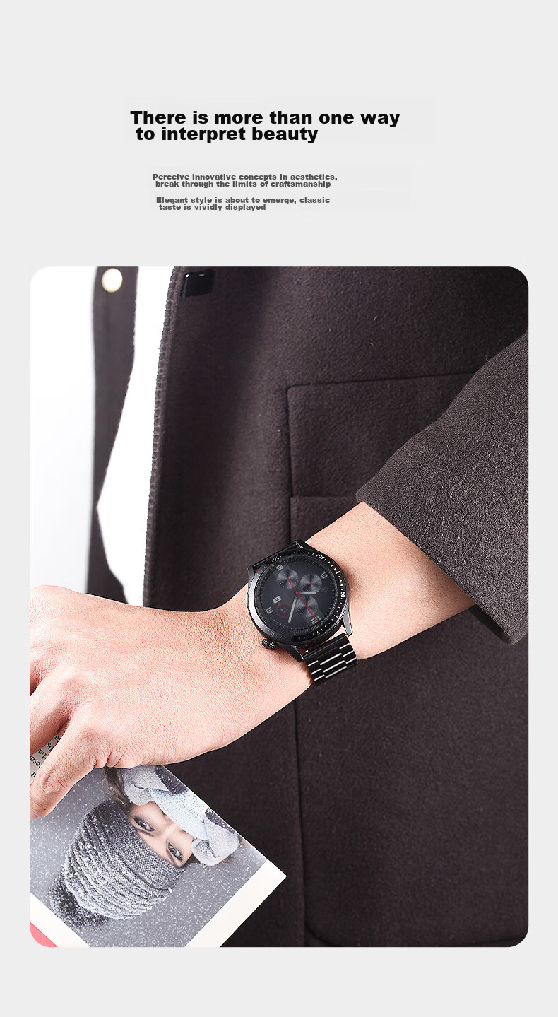 Ремешок из нержавеющей стали MSSM для Huawei Watch GT5/4/3/Watch3/Pro и Honor Magic2, трехзвенный, черный, 20 мм